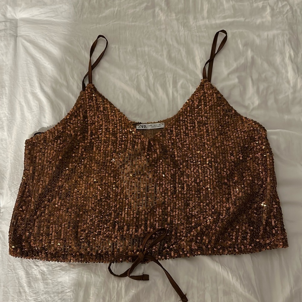 Zara cropped sequence top